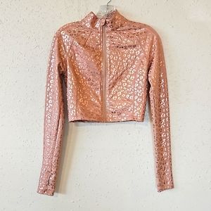 Rose gold cheetah crop sweater